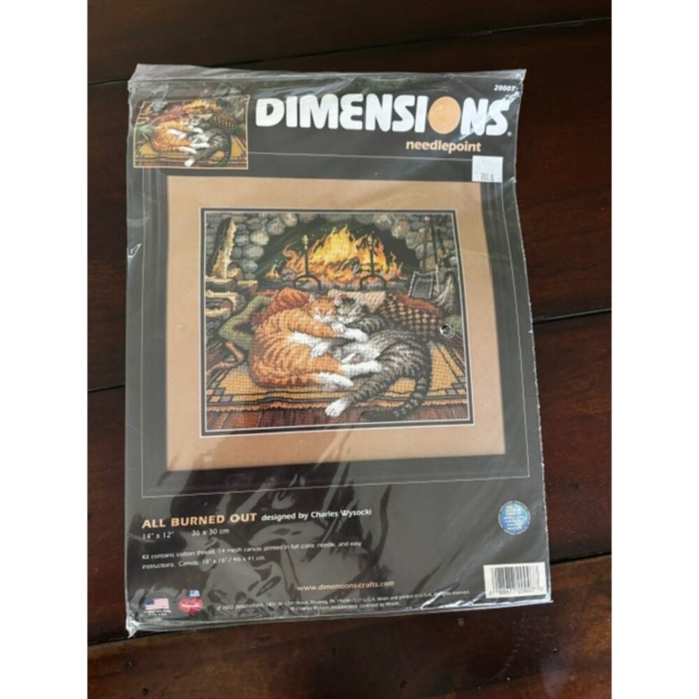 Vintage Dimensions All Burned Out Needlepoint Kit Charles Wysocki Cats NEW